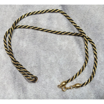 Vintage Trifari Black And Gold Tone Twisted Chain Necklace