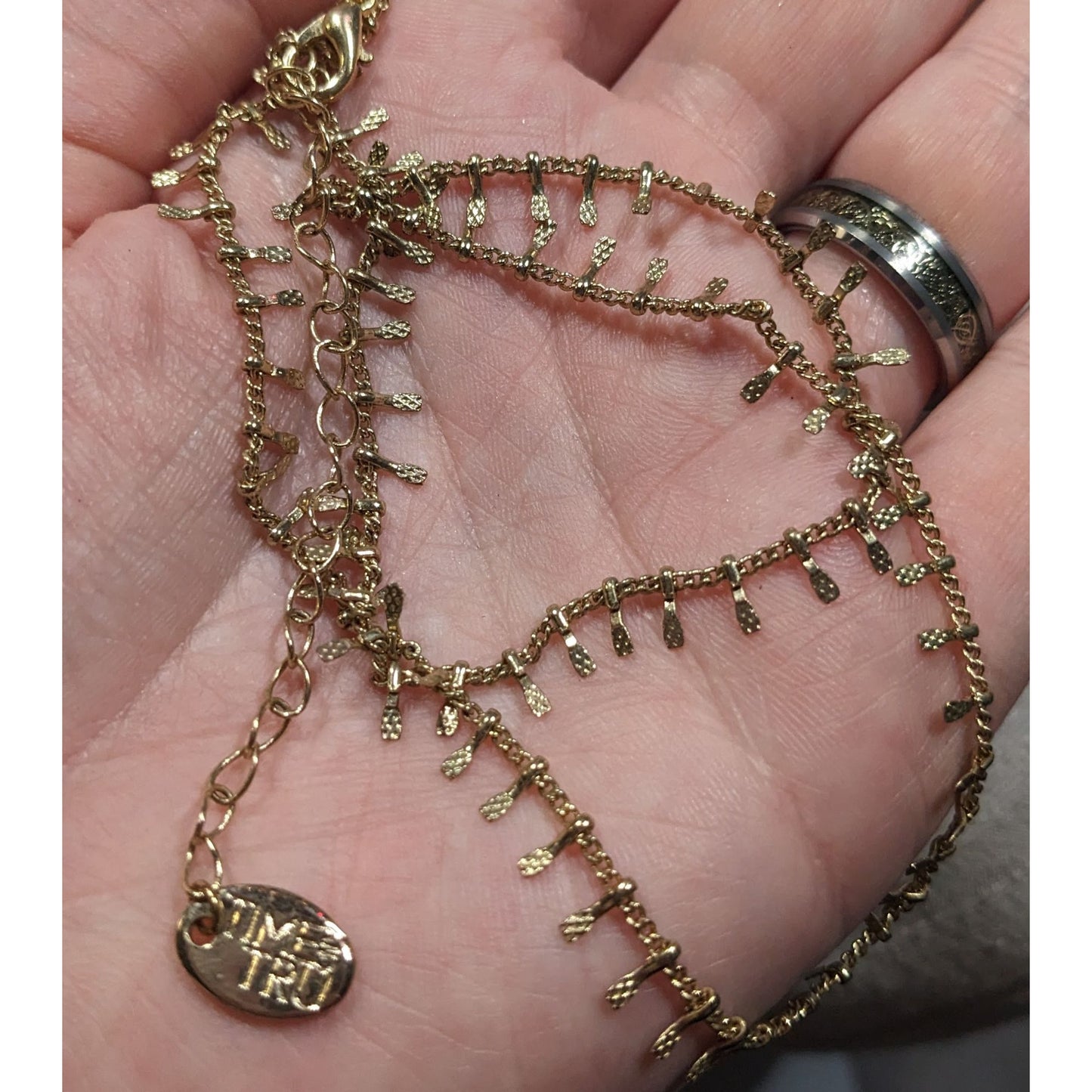 Time & Tru Minimalist Gold Tone Key Charm Chain Necklace