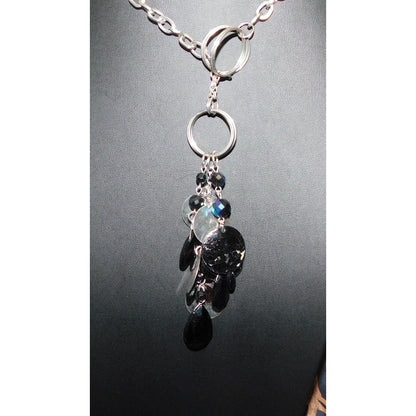 Guess Black And Silver Tone Dangling Charm Pendant Necklace