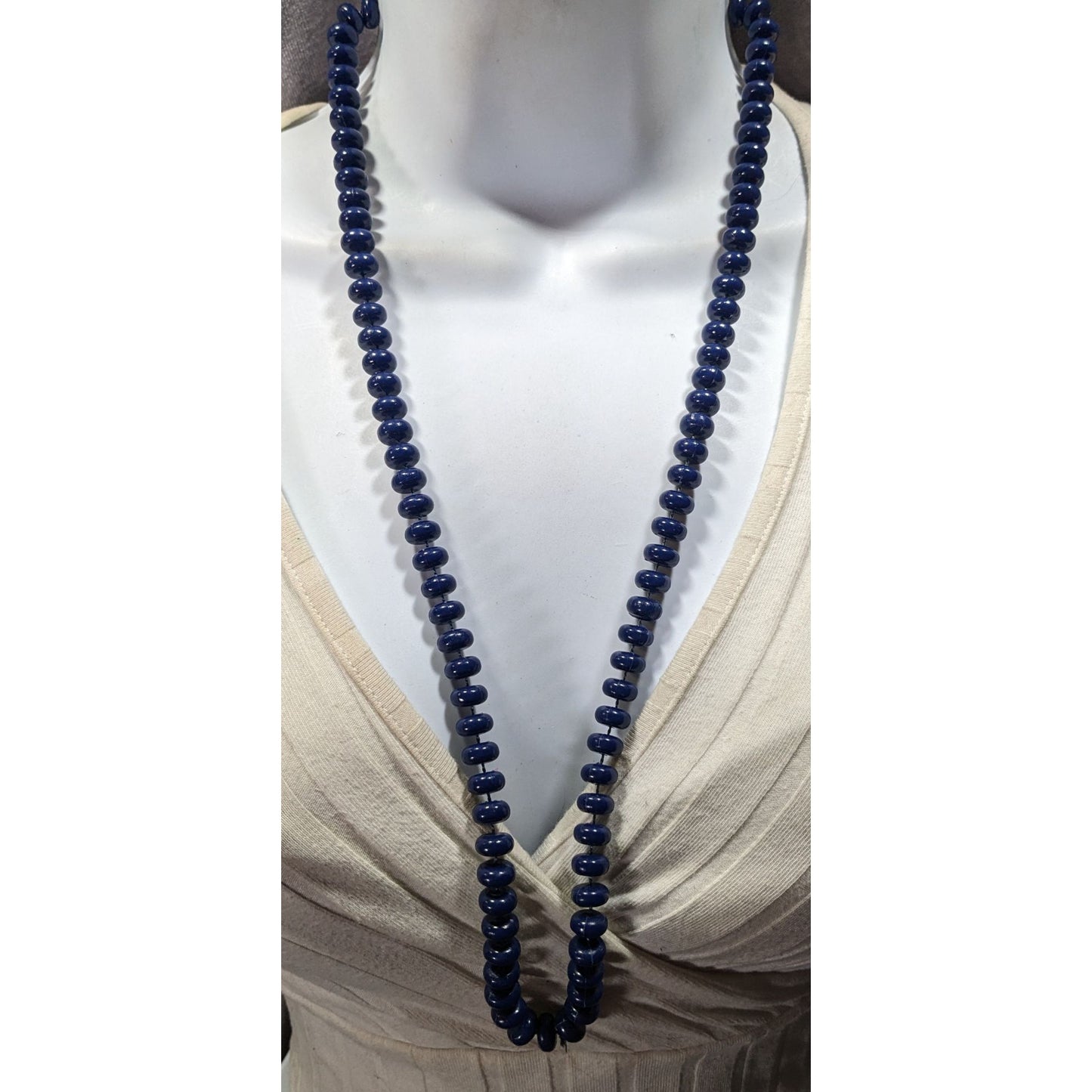 Retro Casual Navy Blue Beaded Lightweight Necklace