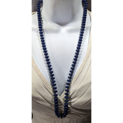 Retro Casual Navy Blue Beaded Lightweight Necklace