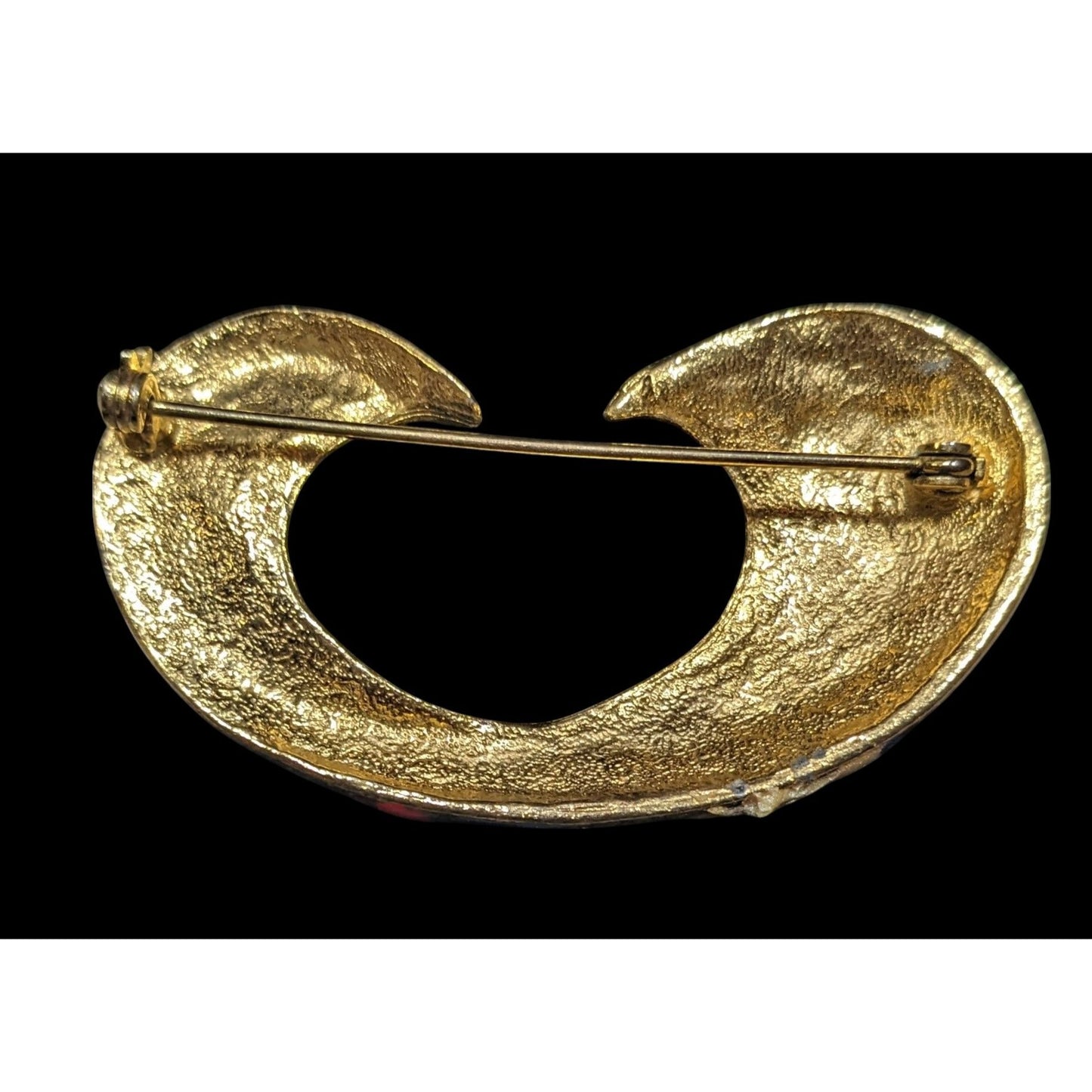 Vintage Red Blue And Gold Tone Enamel Swirl Brooch