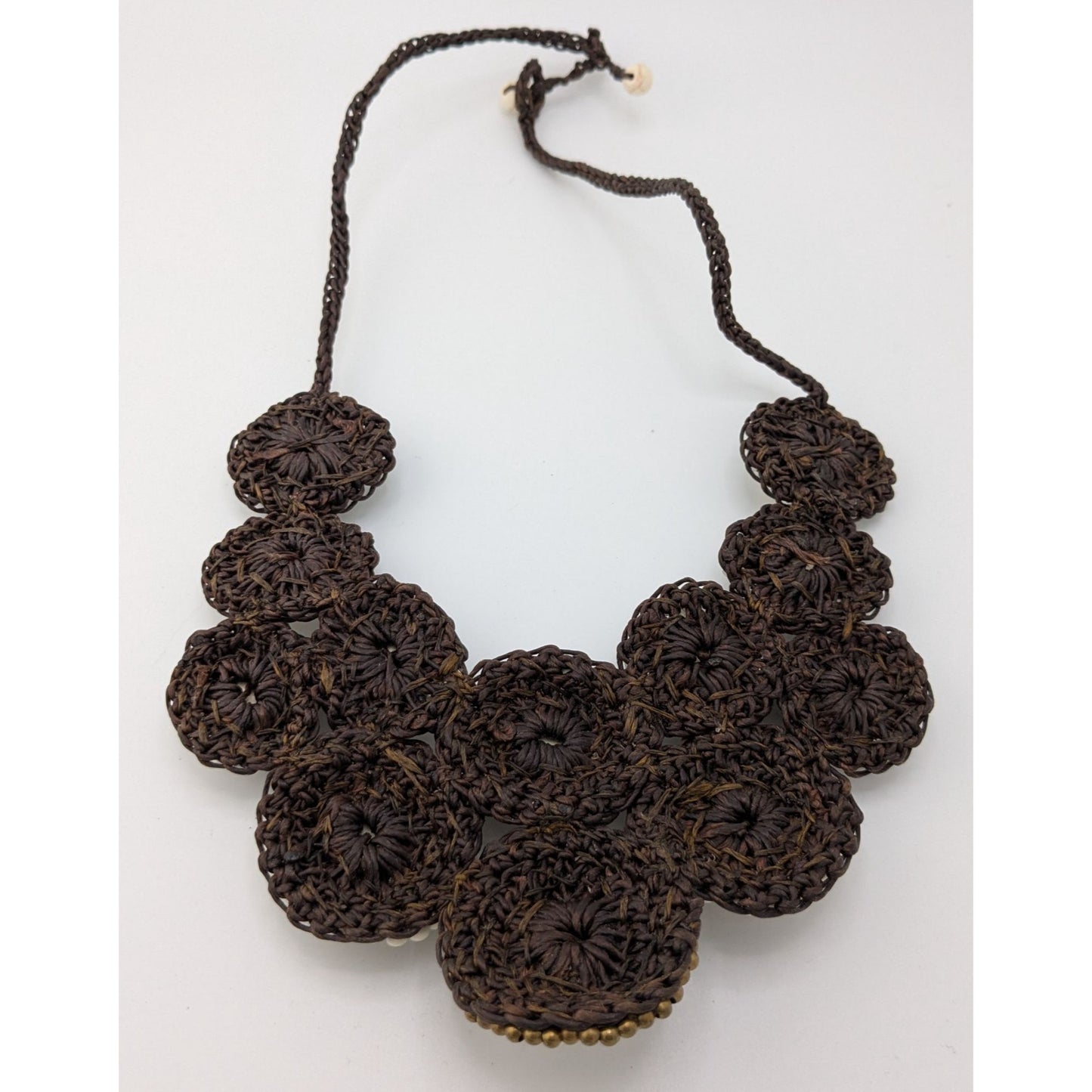 Boho Chic Stone And Glass Beaded Statement Necklace On Macrame Base