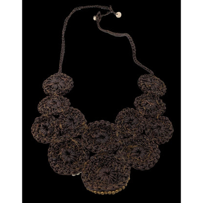 Boho Chic Stone And Glass Beaded Statement Necklace On Macrame Base