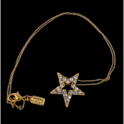 Coquette Celestial Y2K 1928 Gold Rhinestone Open Star Pendant Necklace