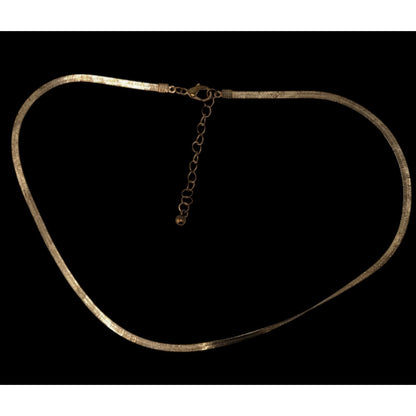 Vintage Dainty Herringbone Chain Necklace Gold Tone Classic Elegant Jewelry