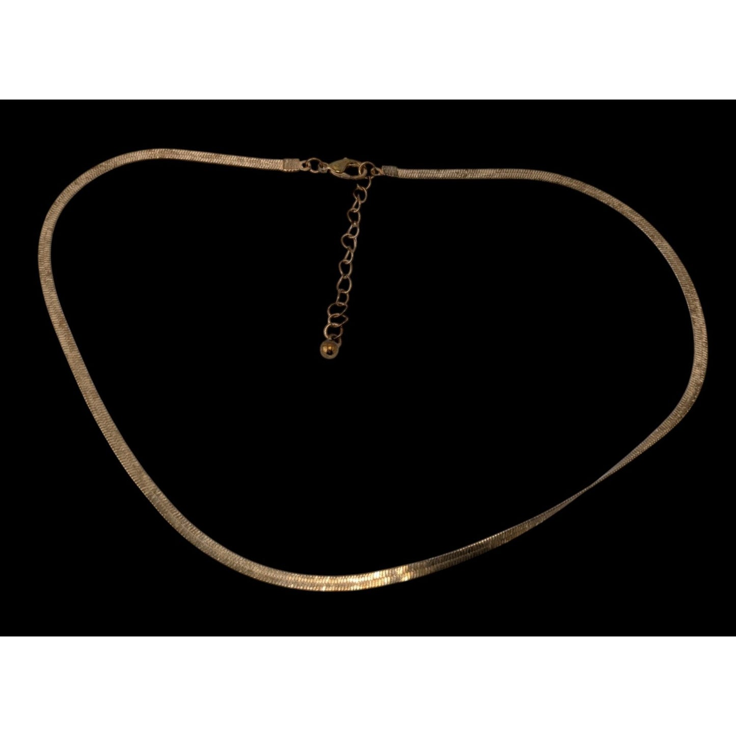 Vintage Dainty Herringbone Chain Necklace Gold Tone Classic Elegant Jewelry