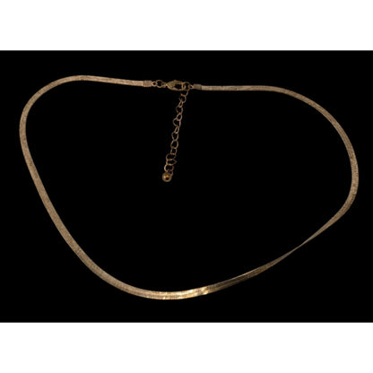 Vintage Dainty Herringbone Chain Necklace Gold Tone Classic Elegant Jewelry