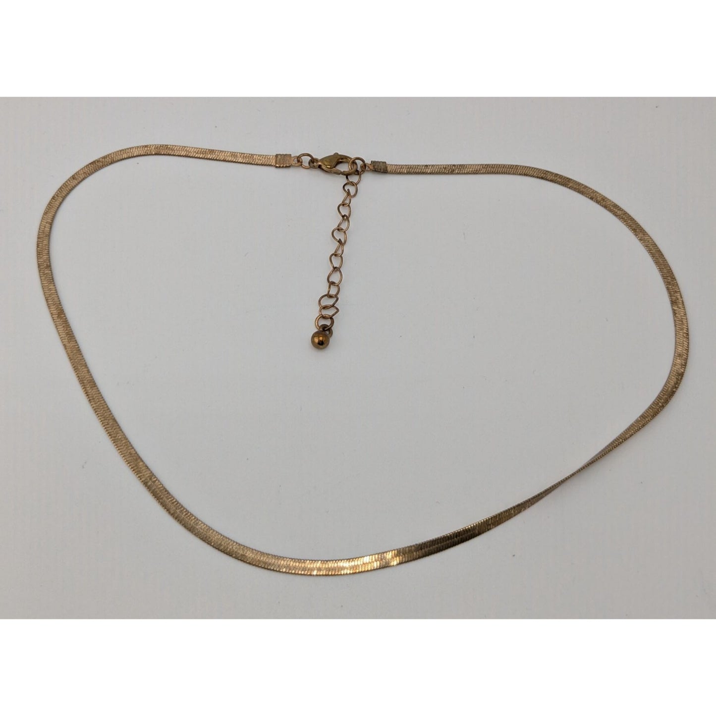 Vintage Dainty Herringbone Chain Necklace Gold Tone Classic Elegant Jewelry