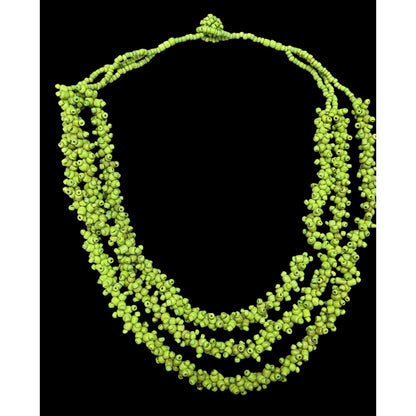 Vintage Handmade Sea Grape Themed Glass Beaded Layered Necklace