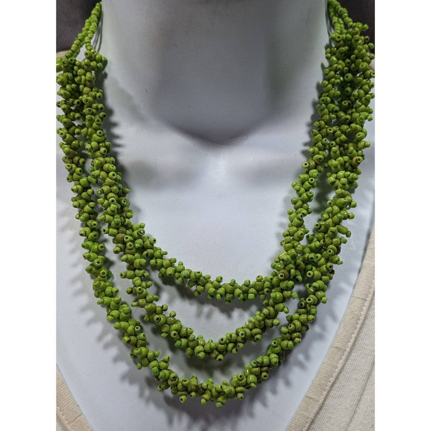 Vintage Handmade Sea Grape Themed Glass Beaded Layered Necklace