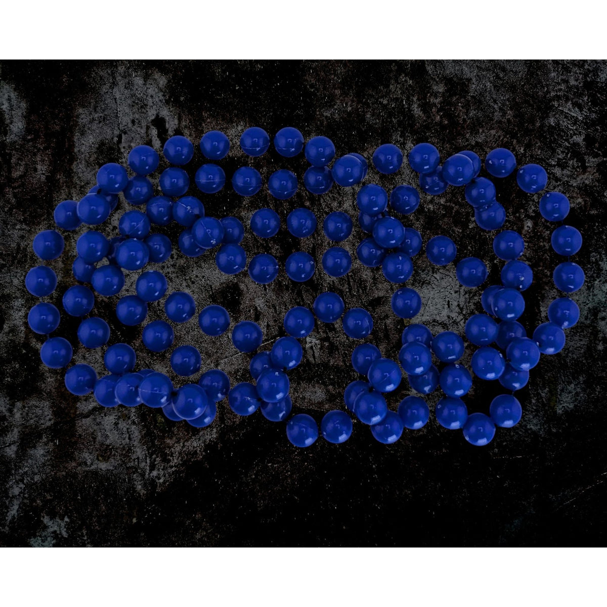 Retro Mod Plastic Cobalt Blue Beaded Necklace 52 Inch
