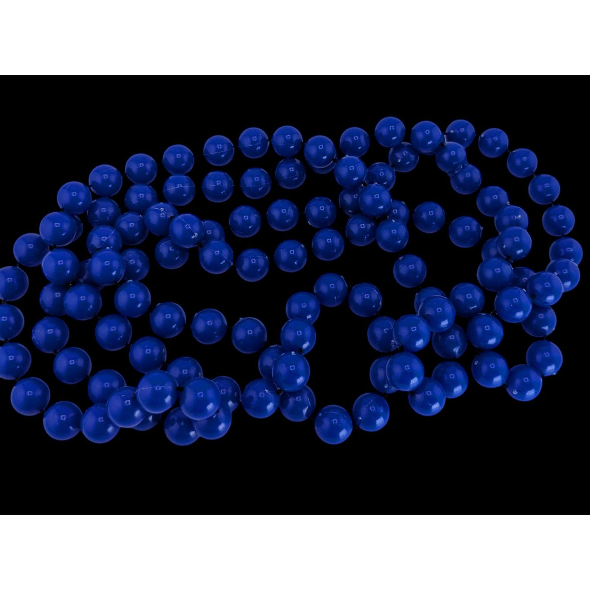 Retro Mod Plastic Cobalt Blue Beaded Necklace 52 Inch