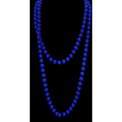 Retro Mod Plastic Cobalt Blue Beaded Necklace 52 Inch