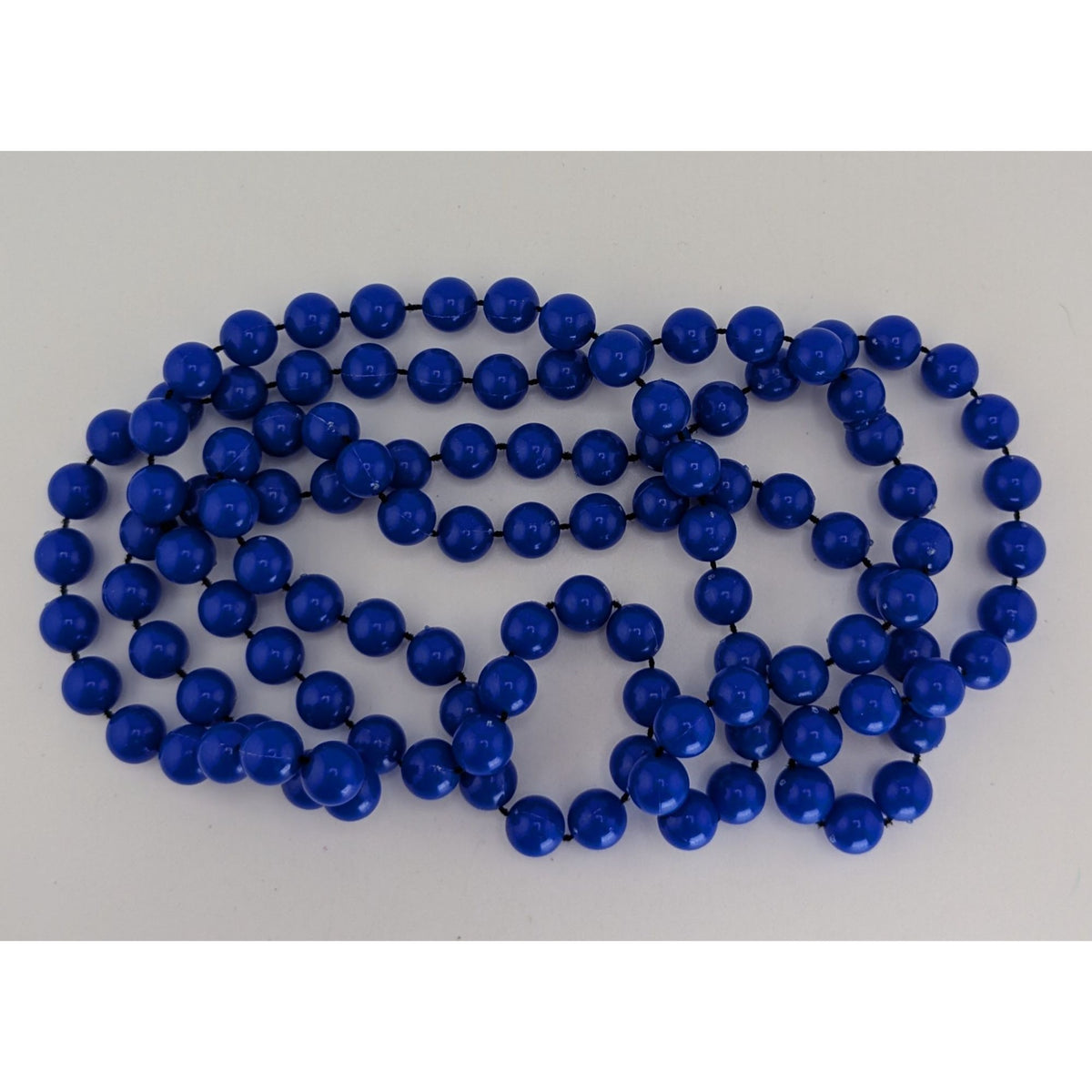 Retro Mod Plastic Cobalt Blue Beaded Necklace 52 Inch