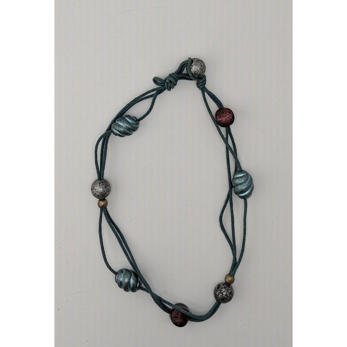 Festival Bohemian Beaded Choker With Multicolor Beads On Blue Cord
