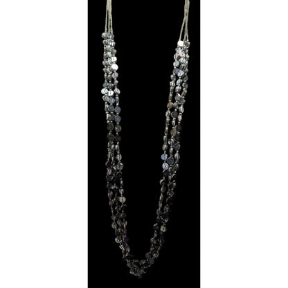 NY & Co. Sequin And Glass Beaded Silver Tone Multilayer Necklace