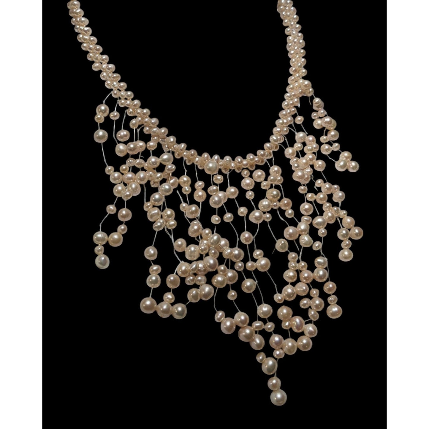 Vintage Cascading Bridal Pearl Bib Necklace