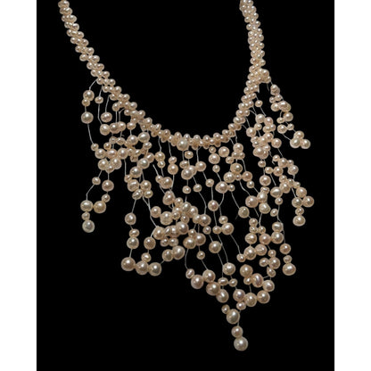 Vintage Cascading Bridal Pearl Bib Necklace