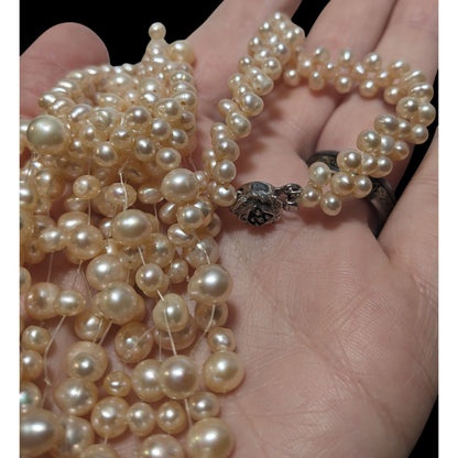 Vintage Cascading Bridal Pearl Bib Necklace