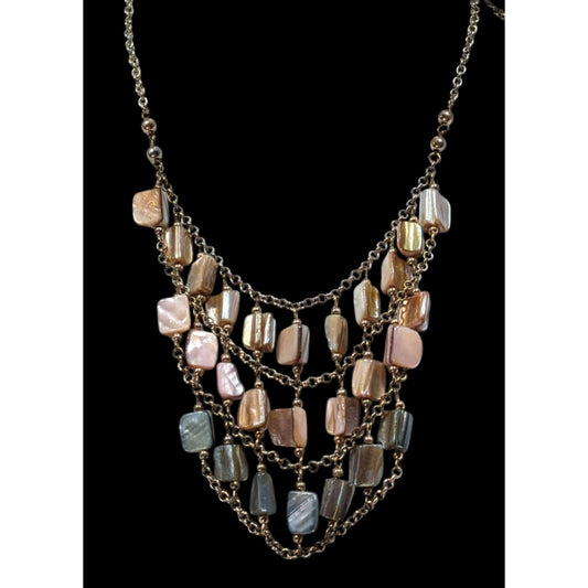 Mermaidcore Pastel Rainbow Ombre Shell Bib Necklace