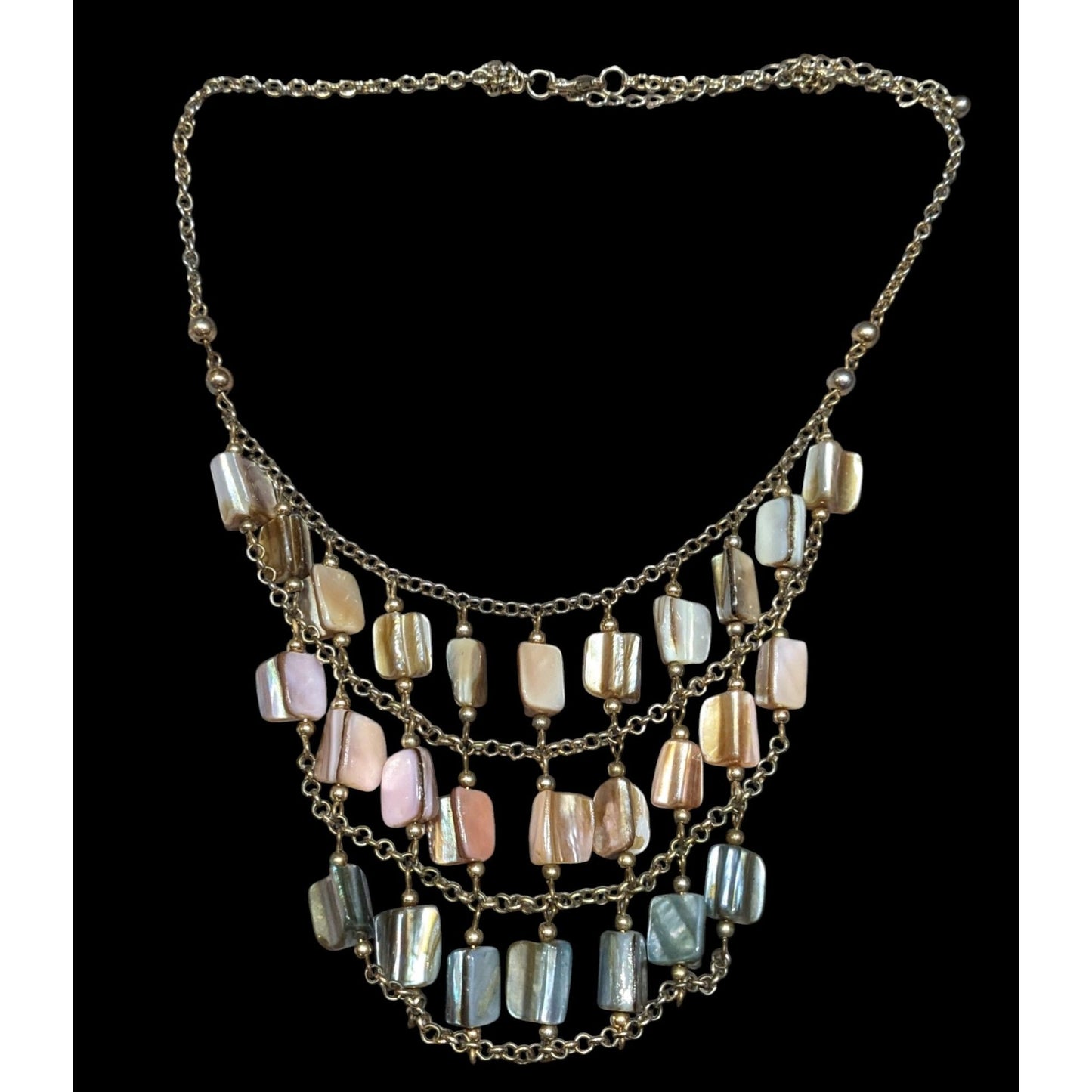 Mermaidcore Pastel Rainbow Ombre Shell Bib Necklace