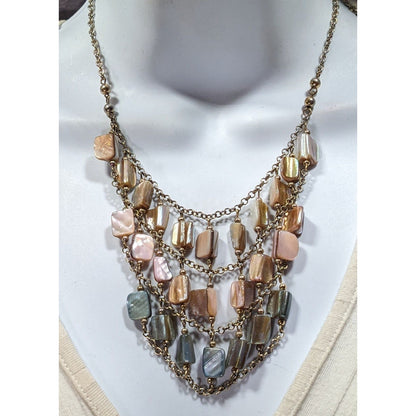 Mermaidcore Pastel Rainbow Ombre Shell Bib Necklace