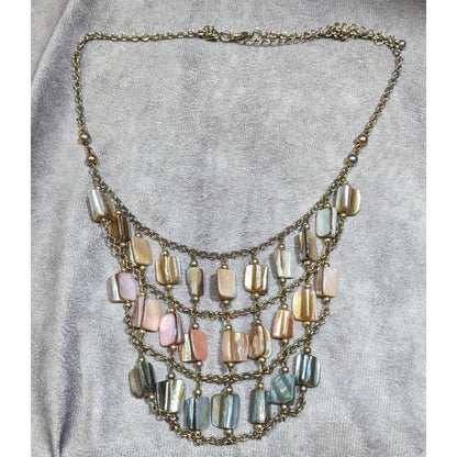 Mermaidcore Pastel Rainbow Ombre Shell Bib Necklace
