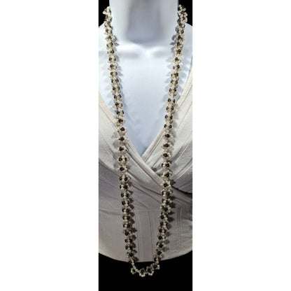 Handmade Floral Black And White Beaded Necklace