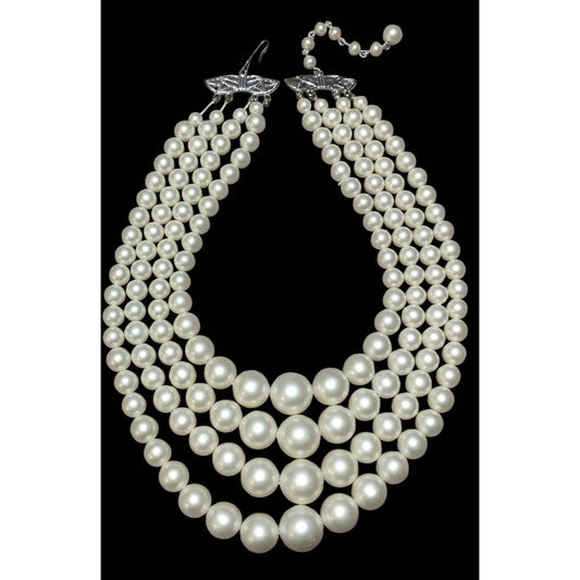 Glam Bridal Multilayer Frosted Faux Pearl Necklace