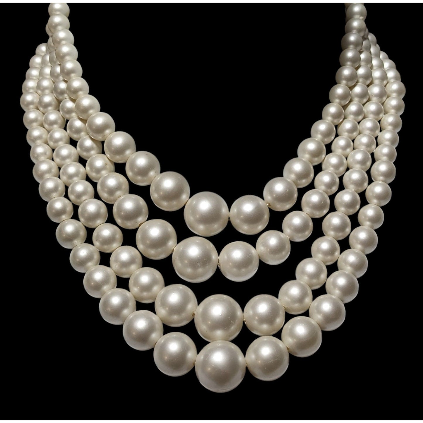 Glam Bridal Multilayer Frosted Faux Pearl Necklace