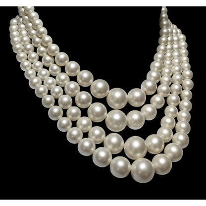 Glam Bridal Multilayer Frosted Faux Pearl Necklace