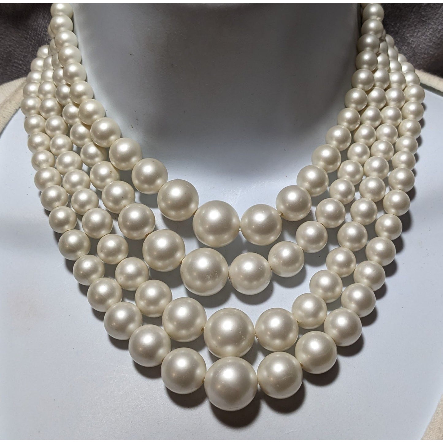 Glam Bridal Multilayer Frosted Faux Pearl Necklace