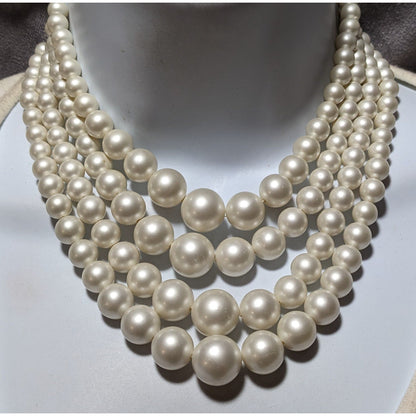 Glam Bridal Multilayer Frosted Faux Pearl Necklace