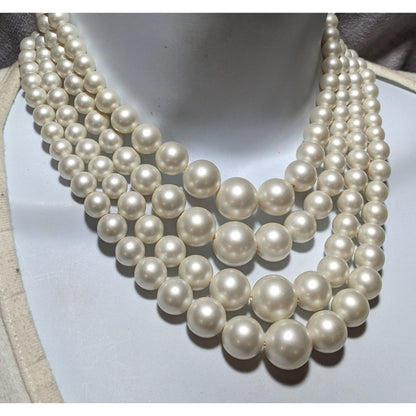 Glam Bridal Multilayer Frosted Faux Pearl Necklace