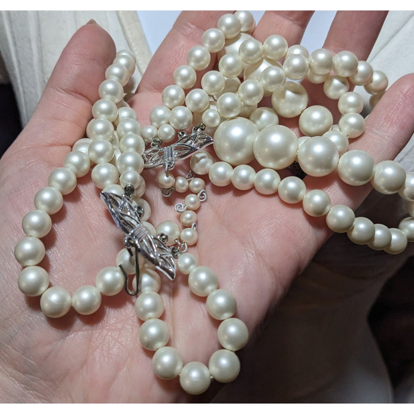 Glam Bridal Multilayer Frosted Faux Pearl Necklace