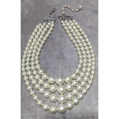 Glam Bridal Multilayer Frosted Faux Pearl Necklace