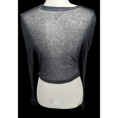 Vinyl Icons STYX Sheer Rainbow Print Tie Front Top Size Small