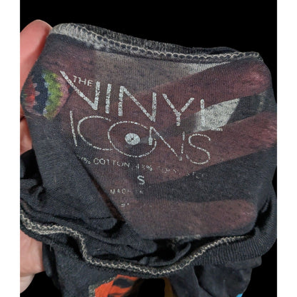 Vinyl Icons STYX Sheer Rainbow Print Tie Front Top Size Small