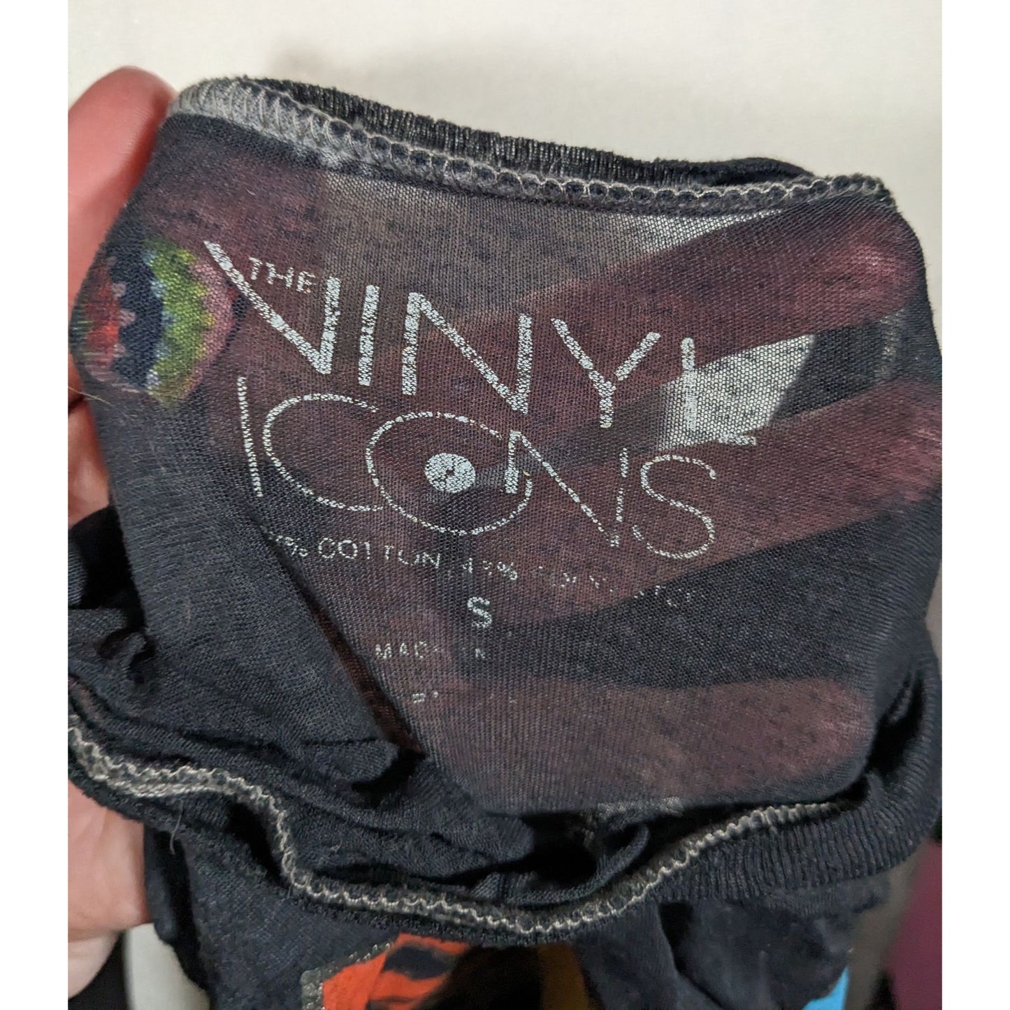 Vinyl Icons STYX Sheer Rainbow Print Tie Front Top Size Small