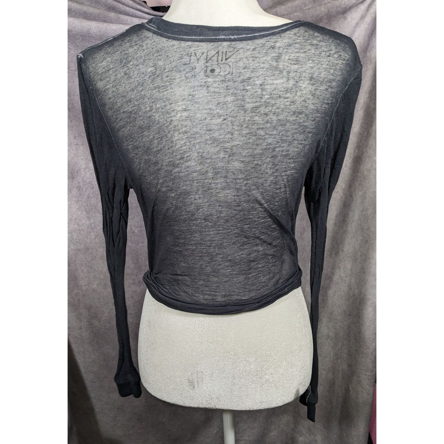 Vinyl Icons STYX Sheer Rainbow Print Tie Front Top Size Small