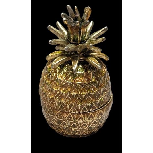 Vintage Monet Enameled Metal Pineapple Trinket Box