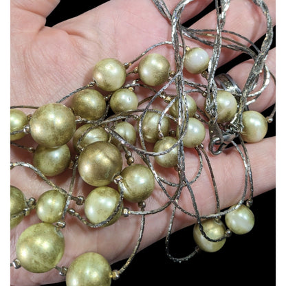 Elegant Glam Layered Gold Ball Station Necklace