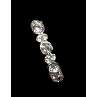 Elegant Glam Silver Tone Sparkling Rhinestone Ring Size 7 1/2