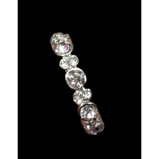 Elegant Glam Silver Tone Sparkling Rhinestone Ring Size 7 1/2