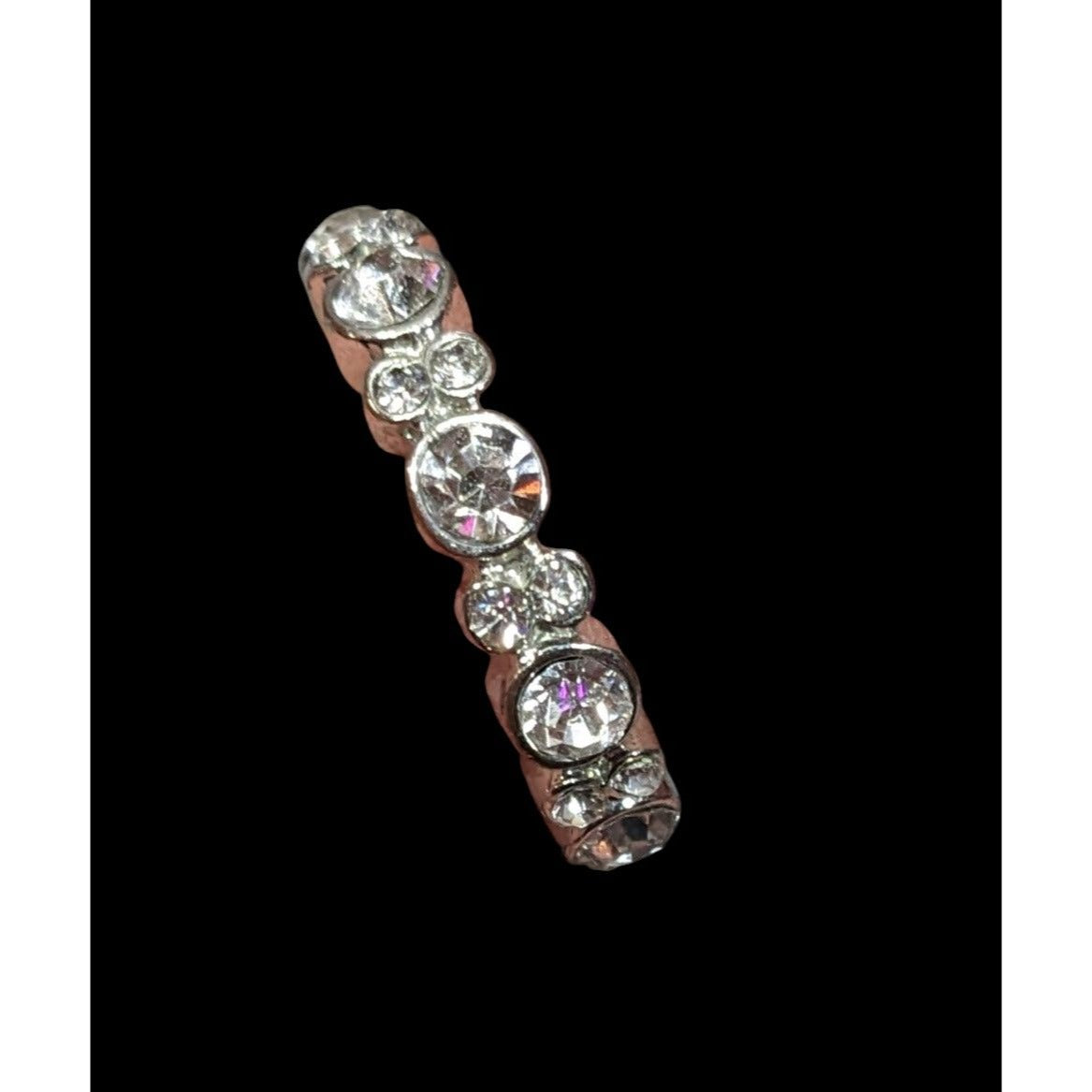 Elegant Glam Silver Tone Sparkling Rhinestone Ring Size 7 1/2