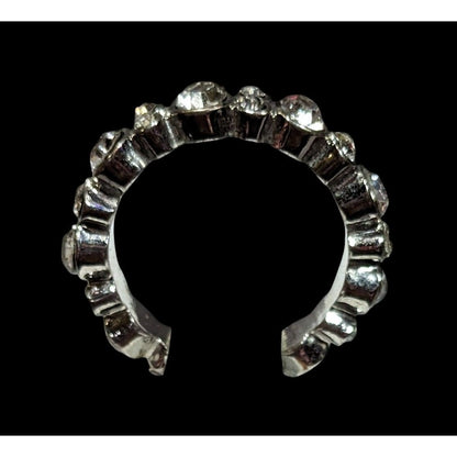 Elegant Glam Silver Tone Sparkling Rhinestone Ring Size 7 1/2