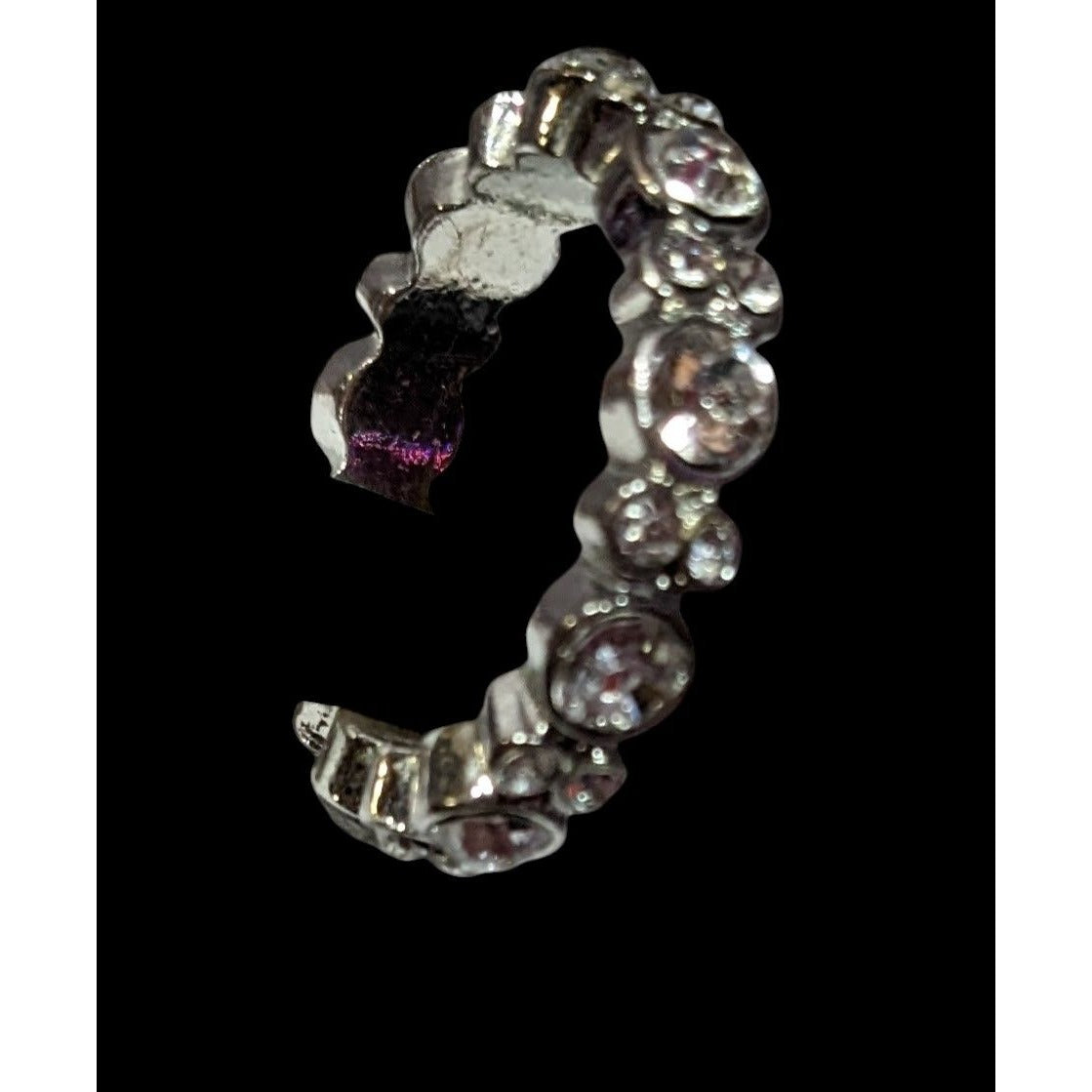Elegant Glam Silver Tone Sparkling Rhinestone Ring Size 7 1/2