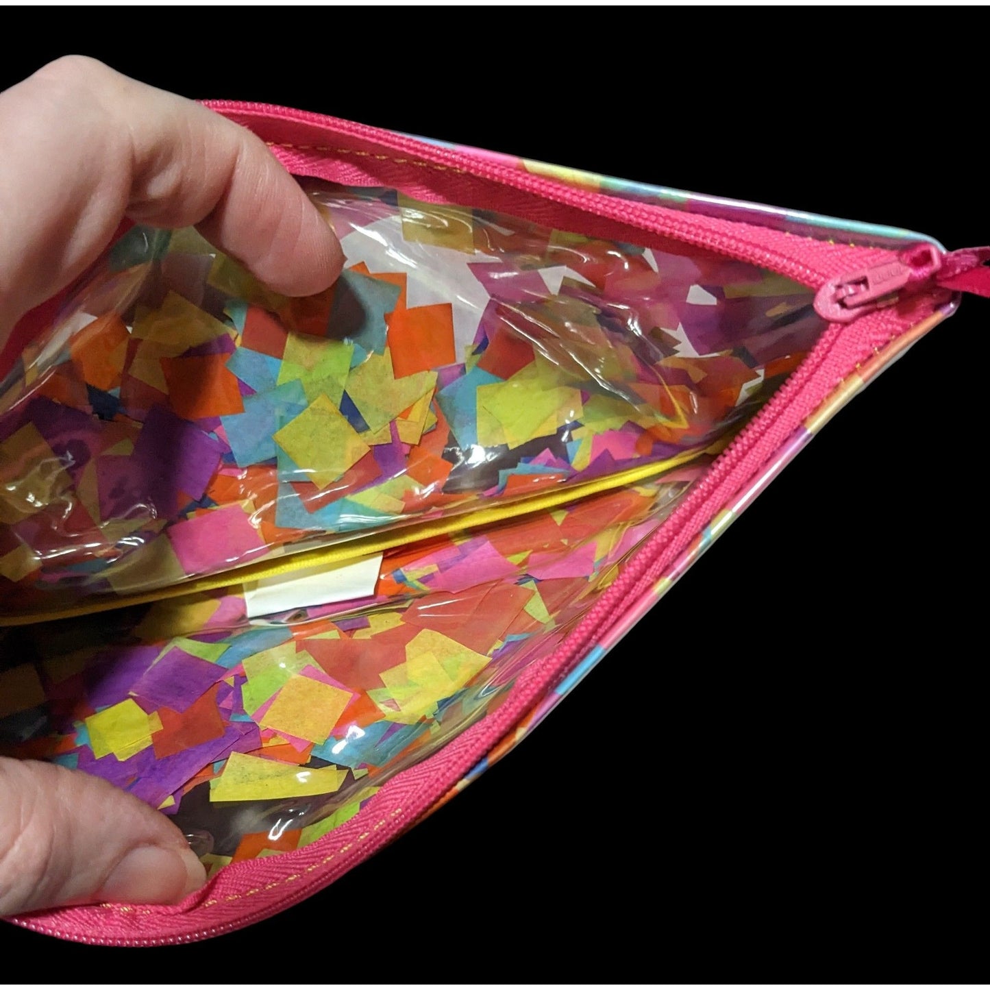 Encased Rainbow Tissue Paper Zip Pouch by Benik