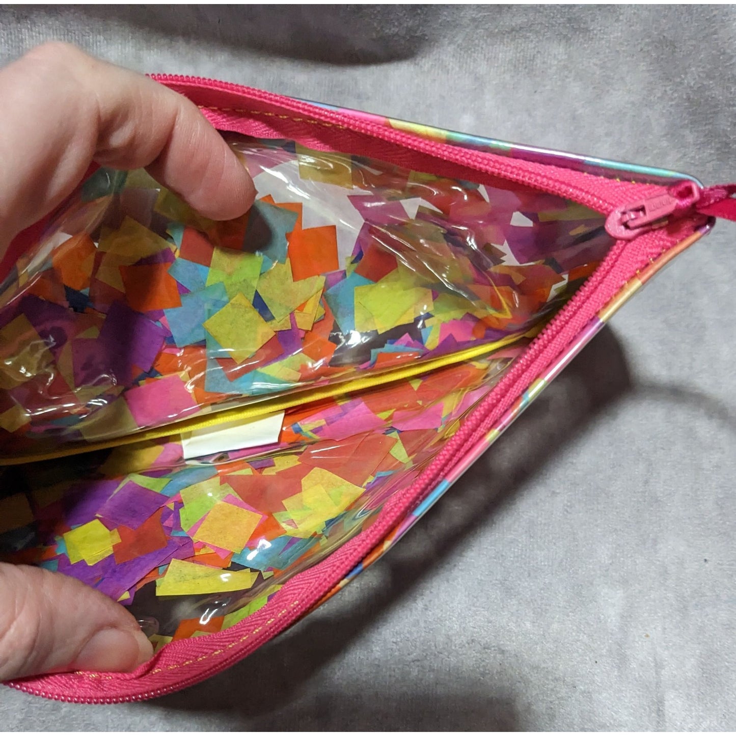 Encased Rainbow Tissue Paper Zip Pouch by Benik